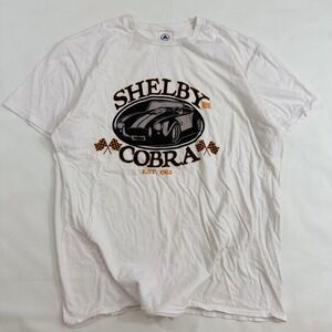 Delta Soft Shelby Cobra Graphic T-Shirt Mens Large White Fair Racing Car Tee